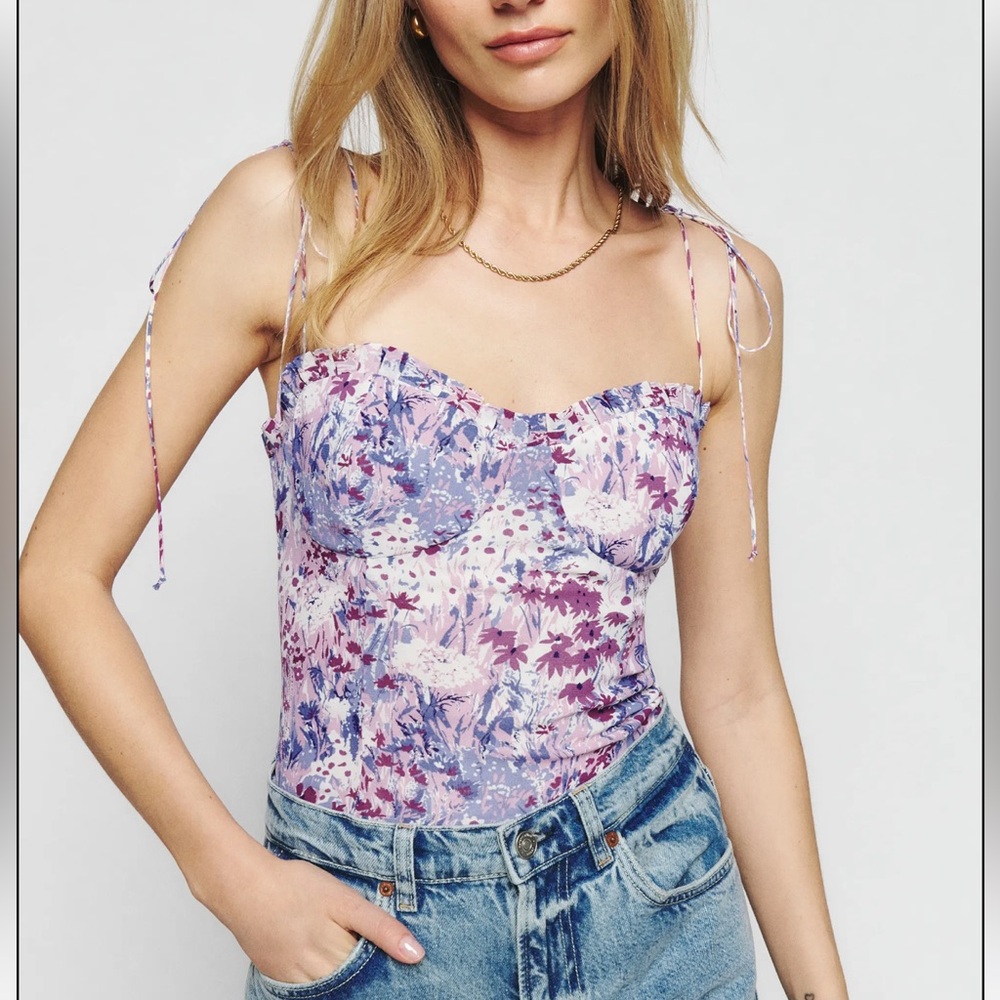 Reformation Novena Top Morning Dew - Size 4